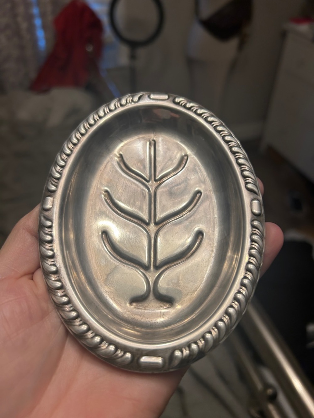 Vintage Silver plated tree of life Oval Trinket Dish